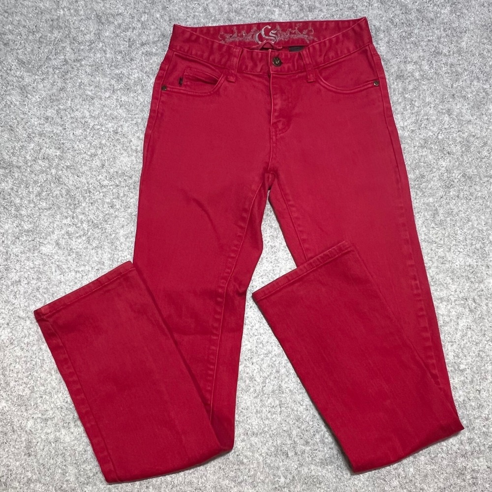 Civil‎ Society Womens Red Straight Leg Stretch Denim Jeans Size 28/34 Bold Red